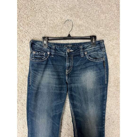 Silver Jeans Co Suki Surplus Bootcut Jeans Womens 31 Blue Low Rise Y2K Flap - Picture 3 of 15